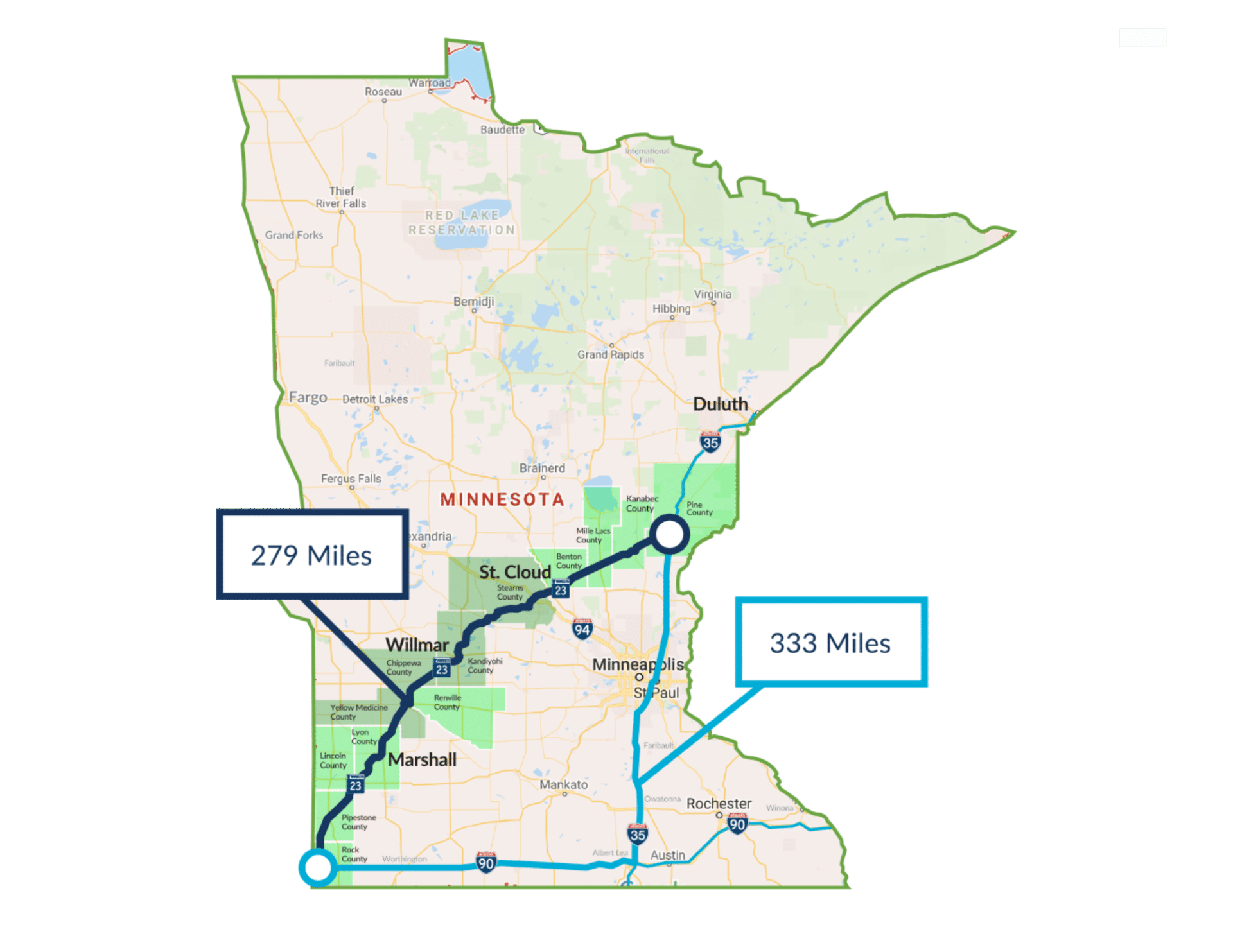 State Of Mn Road map of highway 23